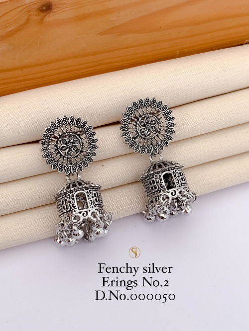 Designer Fancy Navaratri Special Silver Earrings 4 Wholesale Online
